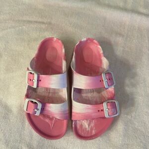 Birkenstock Kids Pink and White Gradient Double-Buckle Sandals